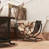 Outsunny Folding Firewood Rack with Canvas Carrier, Heavy Duty Wood Storage Rack with Handles, Indoor Outdoor Log Rack, 16.9" x 15" x 15.9", Black - 3 of 4