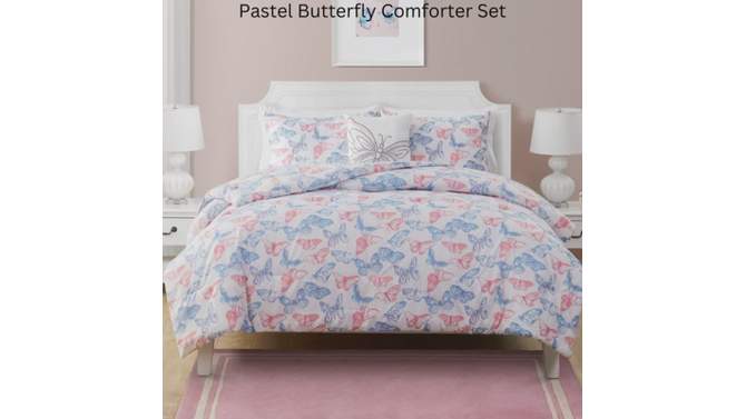 Kids' Pastel Butterfly Comforter Set White - Olivia & Finn, 2 of 9, play video