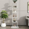 Lirago,19.68"L*19.68"W*63"H, 5-Tier Rotating Bookshelf with Acrylic Shelves & Anti-Tip Base - Multi-Functional Storage for Living Room,White - 2 of 4