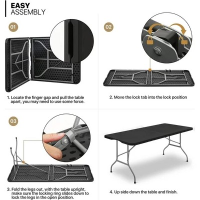 Skonyon 6ft Folding Table Portable Fold-in-half Adjustable Table : Target