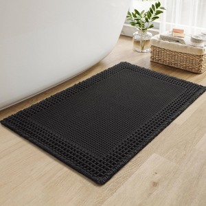 BAGOKIE Super Absorbent Bath Mat Waffle Bath Rug with Tassels - 1 of 4