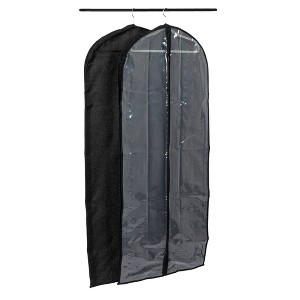 Household Essentials Hanging Zippered Garment Storage Bag with Clear Vision Front Set of 2 Black: Polyester, 56" Height, 70 Volume Capacity - 1 of 4