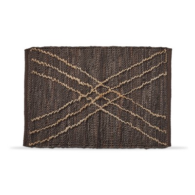 tag Oxford Brown Leather Rug Cotton Indoor Rug, 24L x 36W Inches