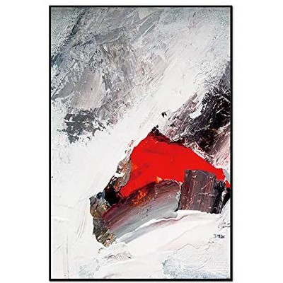Rojo Abstract Earth Tones Canvas Painting with Black Frame