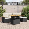 vidaXL Patio Sofa Set with Cushions Modular Seating 6 Piece Poly Rattan Acacia - Black and Cream with Storage - 2 of 4
