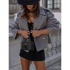 Women's Loose Fit Cropped Wide Lapel Fleece Jacket with Double - Breasted Buttons - 3 of 4