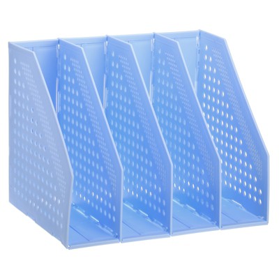 Unique Bargains Plastic Collapsible Retractable Office File Holder 4 Compartments