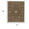 2' X 3' Brown and Gold Wool Geometric Hand Knotted Area Rug - 3 of 4