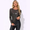 INSPIRE CHIC Women's Metallic Round Neck Long Sleeve Sparkly Disco Party Shiny Top - 4 of 4