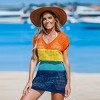 Women's Colorblock Crochet Smocked Waist Dolman Sleeve Mini Cover-Up Dress - Cupshe - 3 of 4