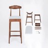 Mid-Century Modern Design Solid Wood 24" Counter Stools ,Upholstered Counter Stools with Wood Legs - 3 of 4