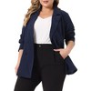 Agnes Orinda Women's Plus Size Lapel Work Double Breasted Jacket Blazers - 2 of 4