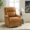 Favonius Wooden Upholstery Genuine Leather Swivel Rocker Recliner with Nailhead Trim for Bedroom and Living Room| ARTFUL LIVING DESIGN - 2 of 4
