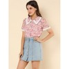 INSPIRE CHIC Women's Peter Pan Collar Lace Trim Embroidered Casual Floral Blouse - 4 of 4