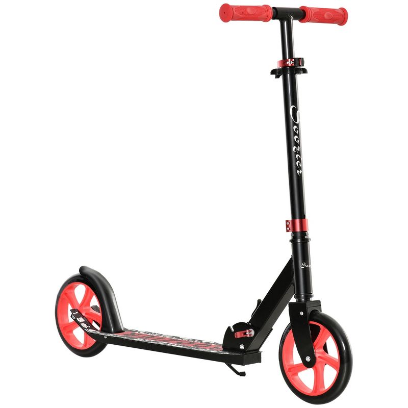 Soozier Folding Kick Scooter for 12 Years and Up for Adults and Teens, Push Scooter with 3-Level Height Adjustable Handlebar, Red, 4 of 7