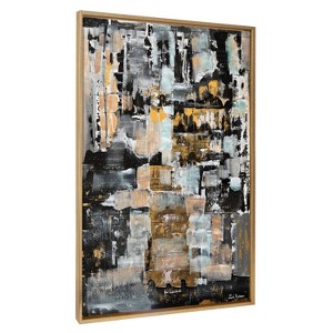 Kate & Laurel All Things Decor Sylvie Starry Night Framed Wall Art by Leah Nadeau Bright Gold Modern Abstract Geometric Wall Art - 1 of 4