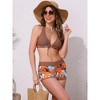 Elerevyo Women's Leaf Print Color Block Bikini Sets, Halter Top Boyshorts Bottom Swimwear Bathing Suits 1 Set - 4 of 4