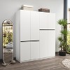 TiramisuBest Wardrobe Armoire, 2-Door Closet with Drawers & Hanging Rod, Twill Wooden Storage Cabinet, Modern White, 20.4"D x 31.5"W x 76.77"H - 2 of 4