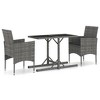 vidaXL 3 Piece Patio Dining Set Gray - 2 of 4