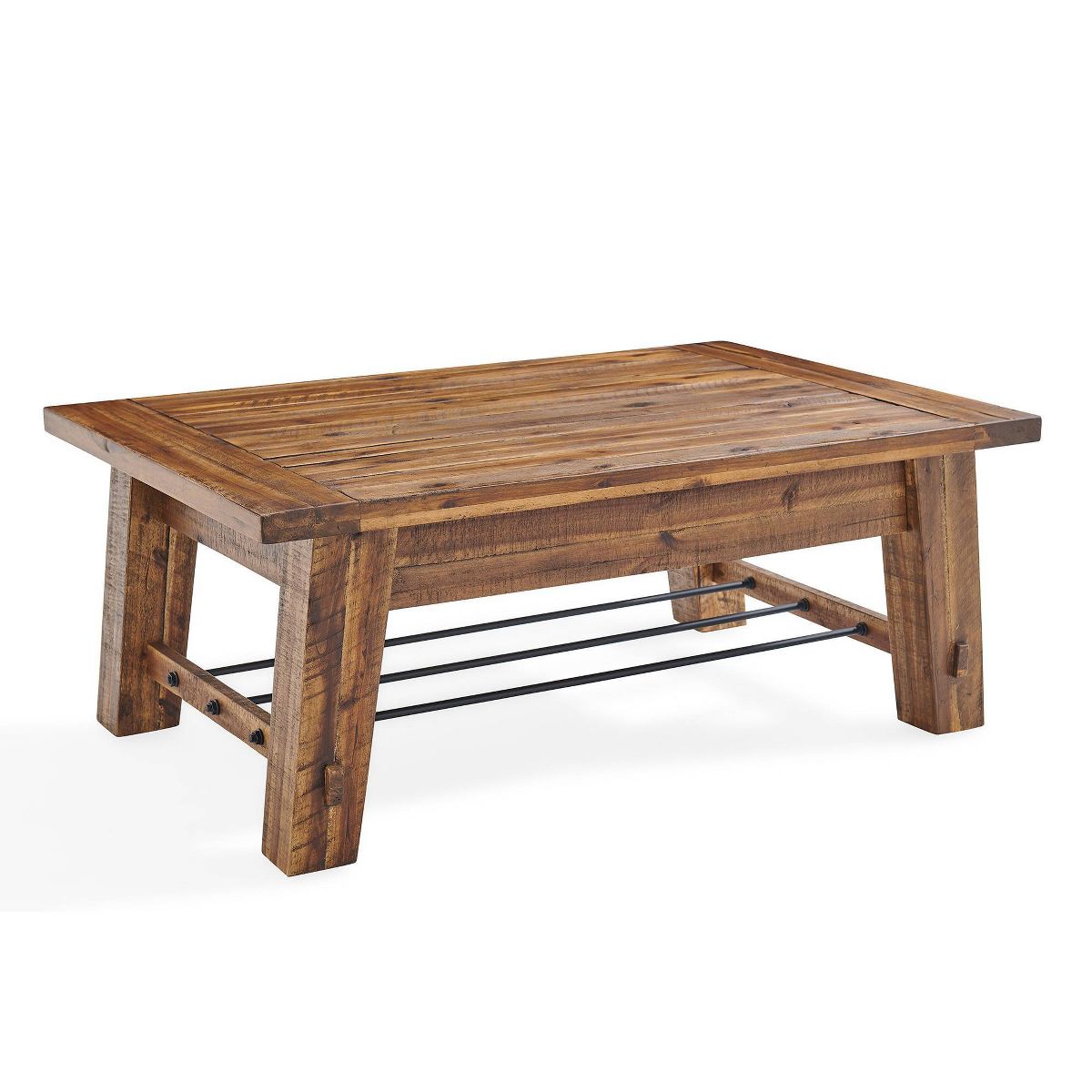 48" Durango Industrial Wood Coffee Table and 2 End Tables - Alaterre Furniture: 3-Piece Set, Nesting Side Design, Modern Stained Finish - thumbnail 3