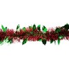 Northlight 12' x 4" Unlit Shiny Red Tinsel with Green Holly Leaves Christmas Garland - 3 of 4