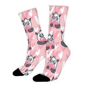 Panda With Big Heart Women Printed Crew Socks Funny Funky Socks Soft Polyester Novelty Gifts for Artists Men - 1 of 1