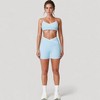 Anna-Kaci Active Women's V-Neck Sports Bra with Contrast Trim and Thin Adjustable Straps - Large, Light Blue - 2 of 4