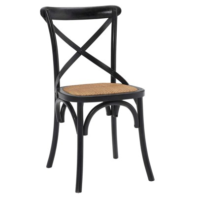 Rustic Charm Black Elm Wood Cross Back Side Chair