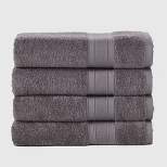 4pc Feather Touch Cotton Bath Towel Set Charcoal - Trident Group