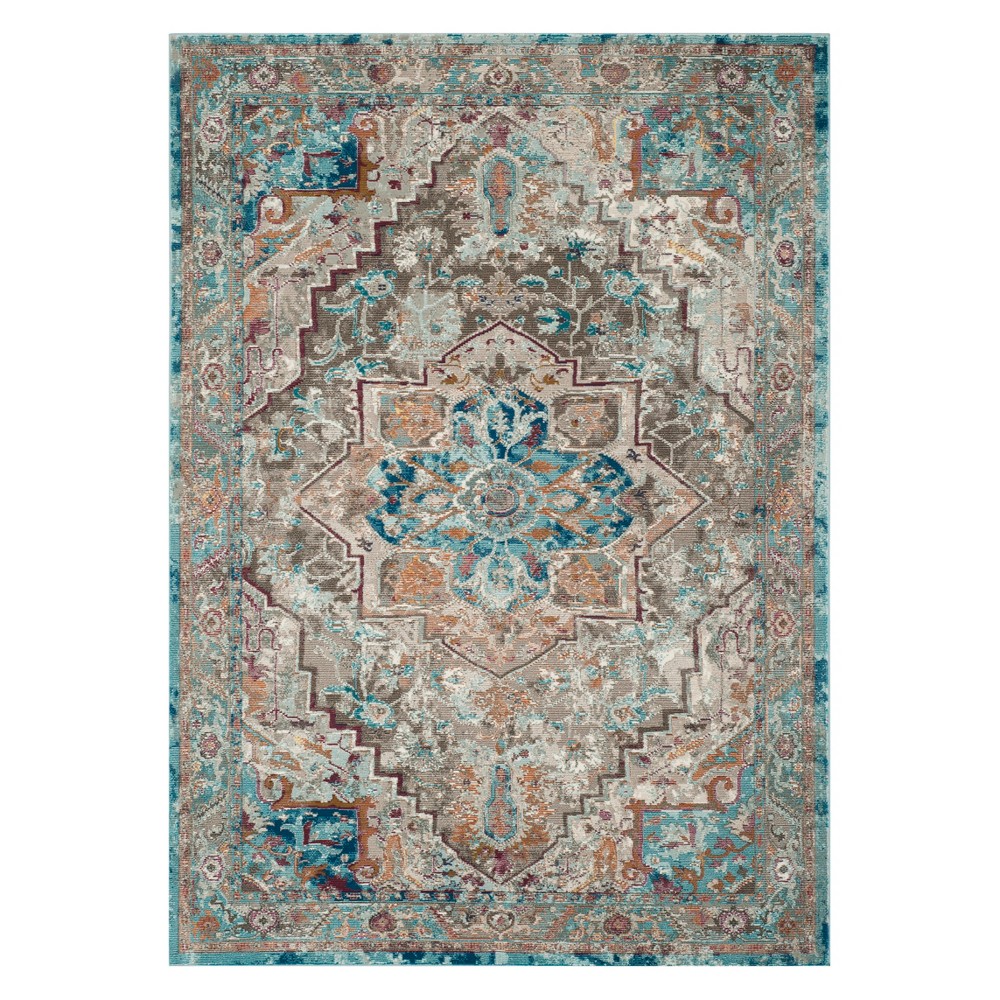 4'x6' Lousie Medallion Loomed Area Rug Beige/Blue - Safavieh