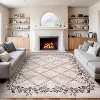 8x10 Beige Washable Floral Boho Area Rug, Non-Slip Low Pile Carpet for Living Room, Kids Room, Dining, Playroom - 3 of 4
