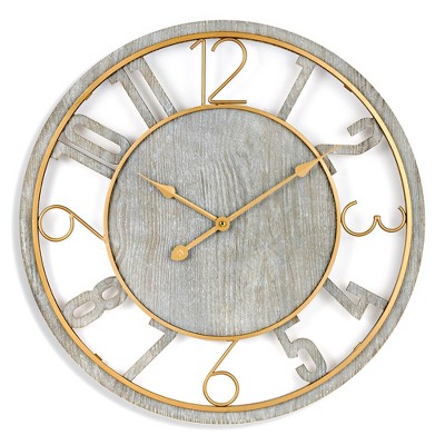 Sorbus 24" Modern Wooden Wall Clock - Sleek Design, Analog Display - Complements Various Styles