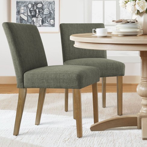 North Olive Linen Dining Chairs Set Of 2 upholstered Parsons Chairs With Rubberwood Legs maison Boucle Target