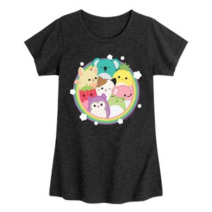 Girls' - Squishmallows - Rainbow Circle Group Fitted Short Sleeve Graphic T-Shirt - 1 of 4
