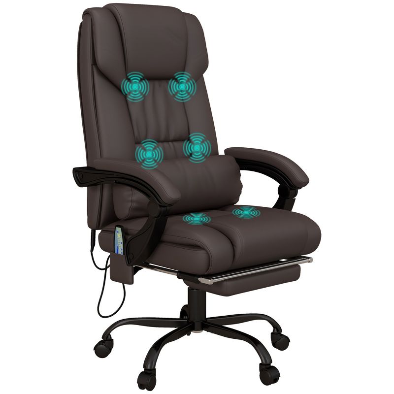 Vinsetto High Back Massage Office Desk Chair with 6-Point Vibrating Pillow, Computer Recliner Chair with Retractable Footrest, and Adjustable Lumbar Support, 4 of 9