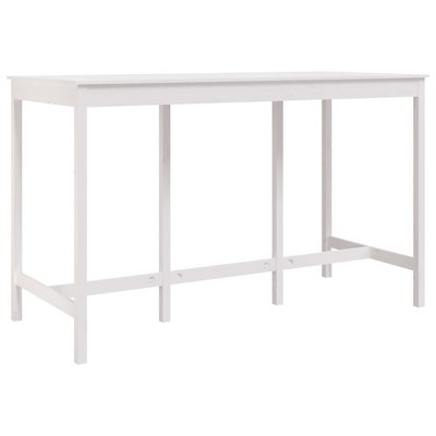 vidaXL Solid Pine Wood bar Table - White Finish - Kitchen/Dining/Pub dw70.9 x 31.5 x 43.3 inches