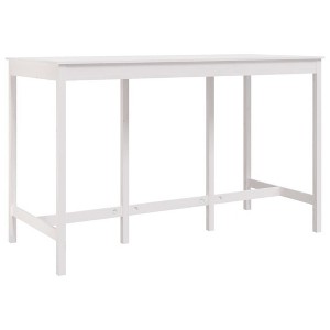 vidaXL Solid Pine Wood bar Table - White Finish - Kitchen/Dining/Pub dw70.9 x 31.5 x 43.3 inches - 1 of 4