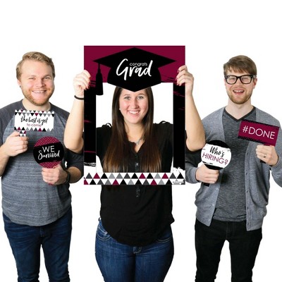 Big Dot of Happiness Maroon Grad - Best is Yet to Come - Burgundy Grad Party Selfie Photo Booth Picture Frame & Props - Printed on Sturdy Material