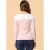 INSPIRE CHIC Women's Color Block Round Neck Long Sleeves Striped Basic T-Shirt - 4 of 4