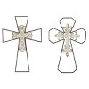 Set of 2 Metal Cross Carved Wood Wall Decors Black - Olivia & May: Iron Traditional Style, Vertical Display - 2 of 4
