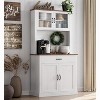 Kitchen Pantry Cabinet with Microwave Stand & Coffee Bar,Wooden Freestanding Hutch Cabinet with Adjustable Shelves - 4 of 4