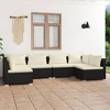 vidaXL Poly Rattan Patio Lounge Set with Cushions, Outdoor Modular Seating, Weather Resistant, Sturdy Steel Frame- Black and Cream - 2 of 4