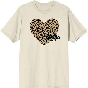 V Day Cheetah Heart Be Mine Crew Neck Short Sleeve Adult T-shirt - 1 of 2
