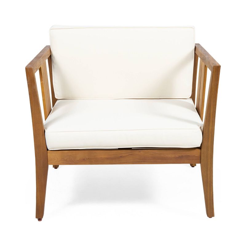 Nicholson Outdoor 4 Seater Acacia Wood Chat Set - Teak/Beige - Christopher Knight Home, 4 of 17