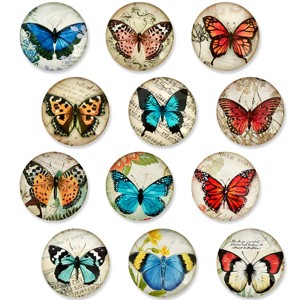 Wrapables Crystal Glass Magnets, Refrigerator Magnets for Office Whiteboards, Cabinets, Lockers (Set of 12), Butterflies - 1 of 4