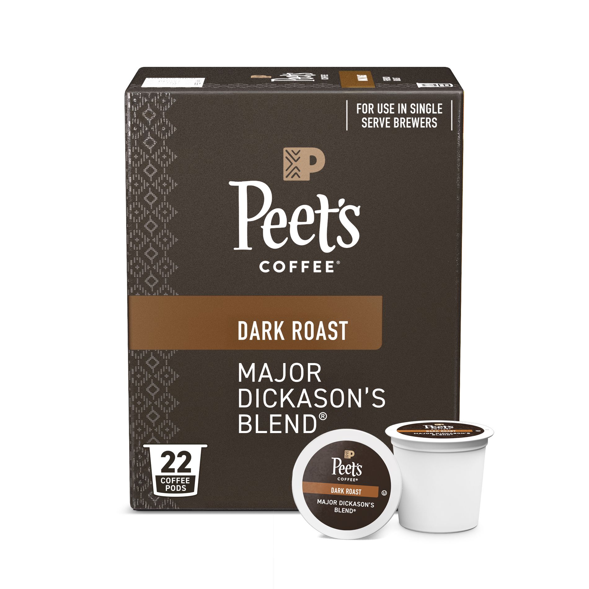 Peet's Coffee Major Dickason Dark Roast Single Serve Coffee Pods