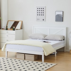 KTMBDW Queen/Full/Twin Size Wood Platform Bed Frame with Headboard, No Box Spring Needed, Mattress Foundation, Noise-Free, Easy Assembly - 1 of 4