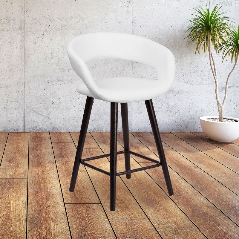 Emma and Oliver 24"H Cappuccino Wood Rounded Open Back Counter Height Stool, 2 of 11