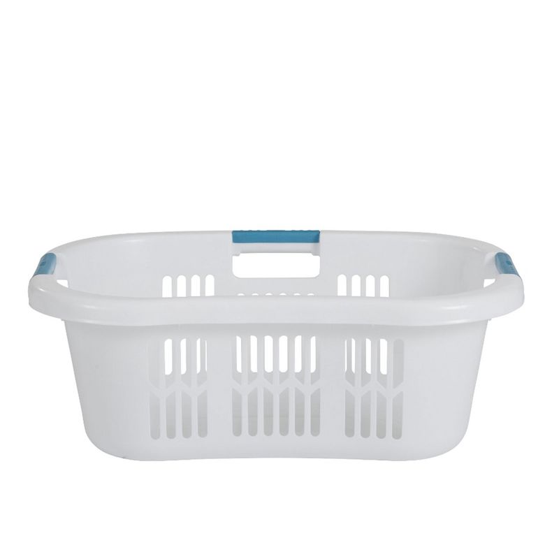 Rubbermaid 2.1-Bushel Small Hip-Hugger Portable Plastic Laundry Basket with Grab-Through Handles, White (4-Pack), 3 of 7
