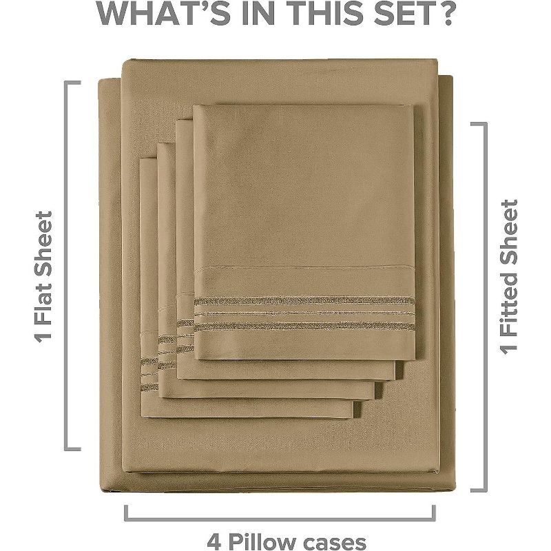 6 Piece Microfiber Solid Sheet Set - CGK Linens, 6 of 9